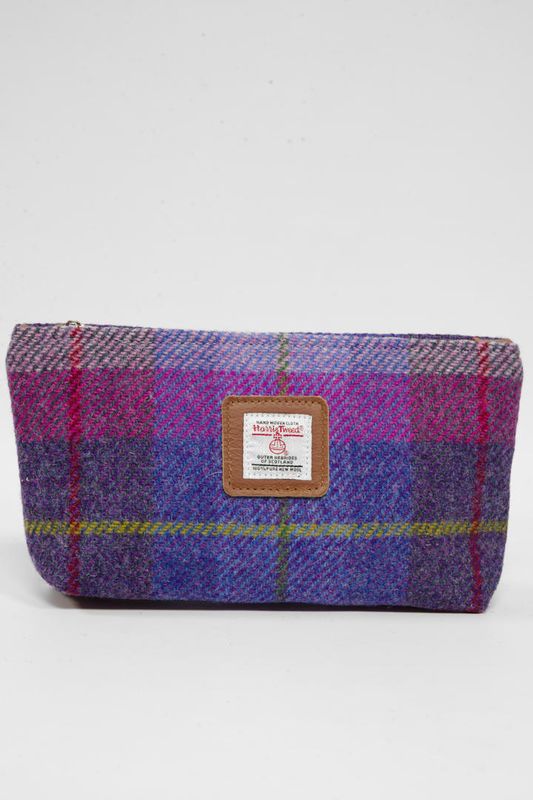 Harris Tweed Cosmetic Bag | A0114 (Tan Leather)
