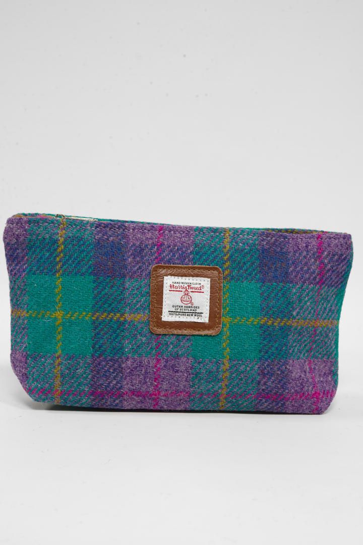 Harris Tweed Cosmetic Bag | A0222 (Tan Leather)