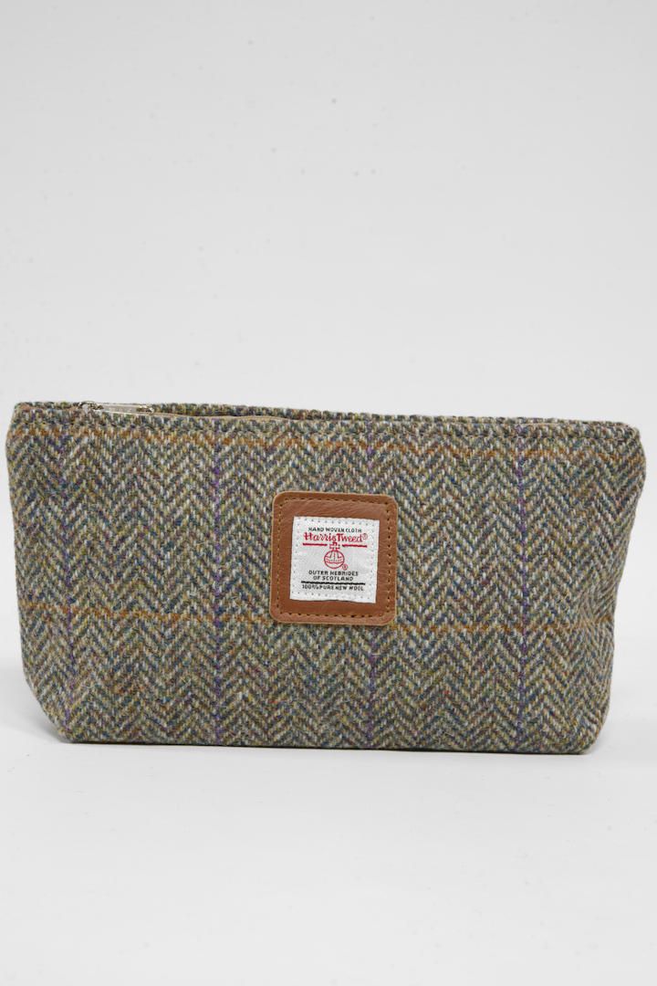 Harris Tweed Cosmetic Bag | HB107 (Tan Leather)