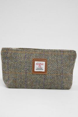 Harris Tweed Cosmetic Bag | HB107 (Tan Leather)