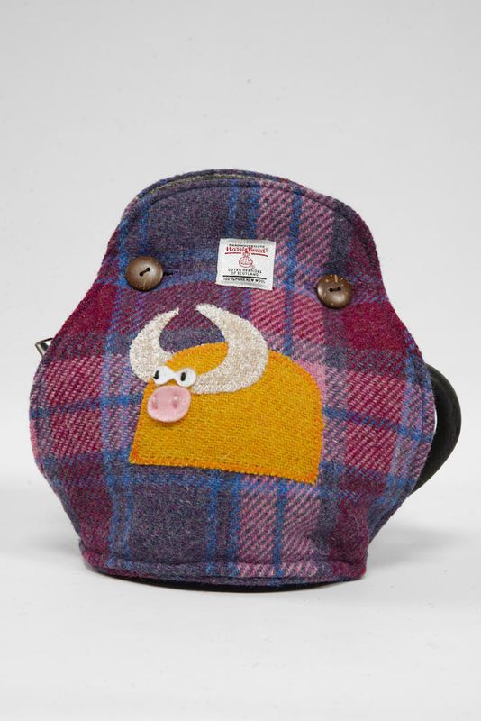 Harris Tweed Tea Cosy | Lilac Pink Check Cow