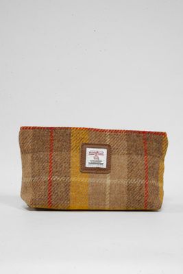 Harris Tweed Cosmetic Bag | A0230 (Tan Leather) (Small Label)