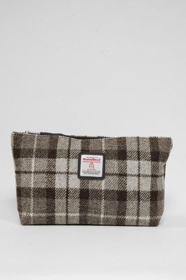 Harris Tweed Toiletries Bag | A0245 (Black Leather) (Small Label)