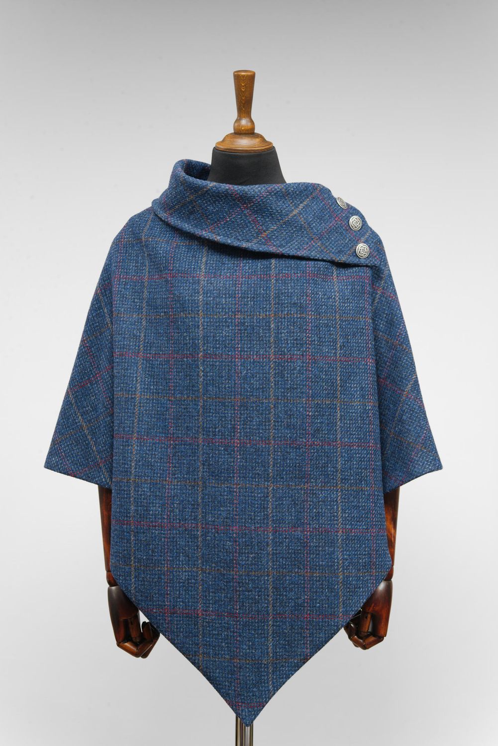 Harris Tweed Ladies Celtic Cape | Blue Check