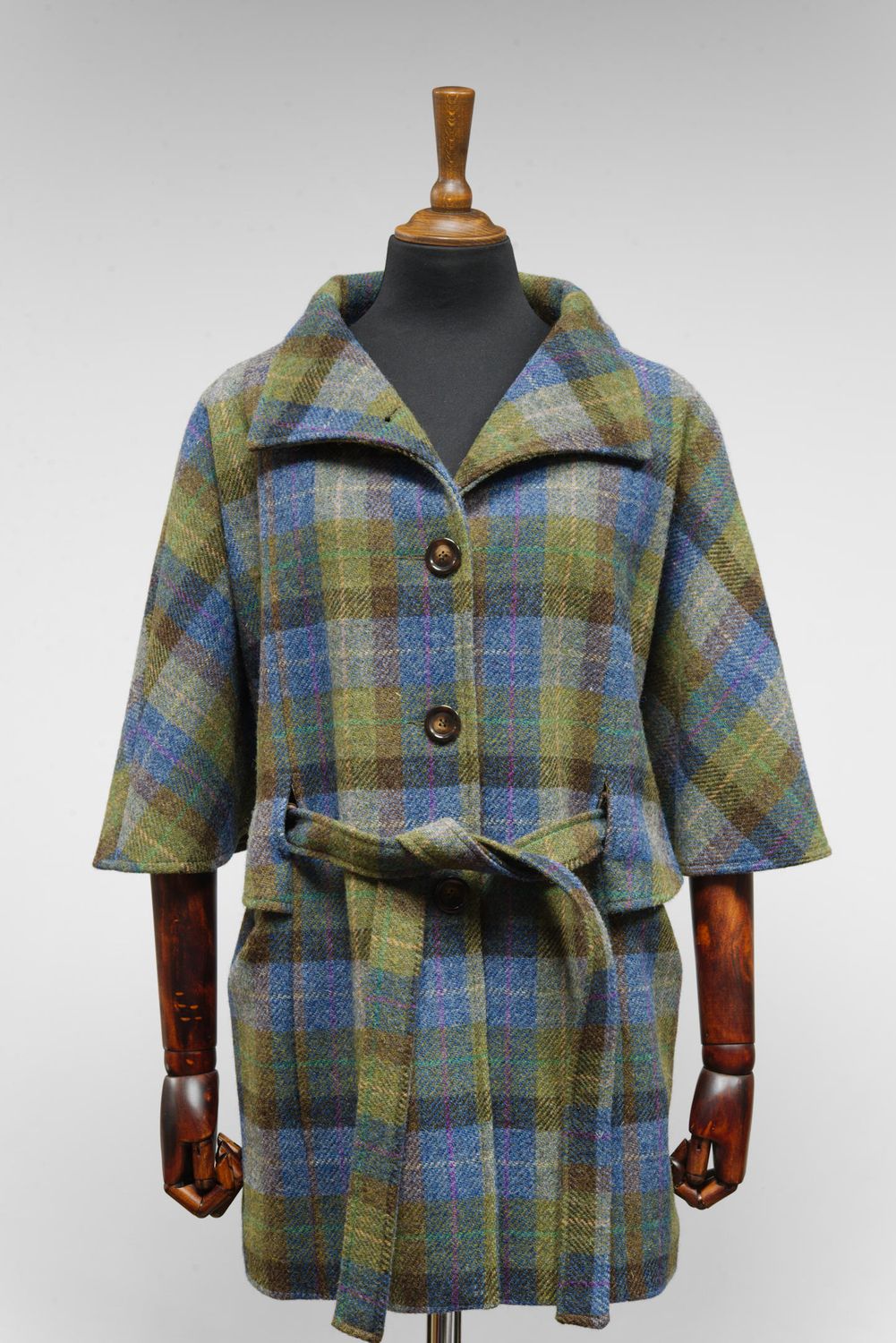 Harris Tweed Ladies Belted Cape | Denim Sage