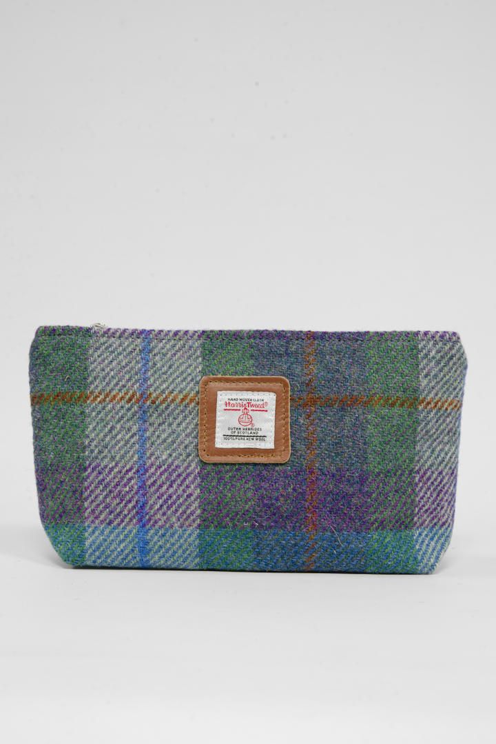 Harris Tweed Cosmetic Bag | A0173 (Tan Leather)