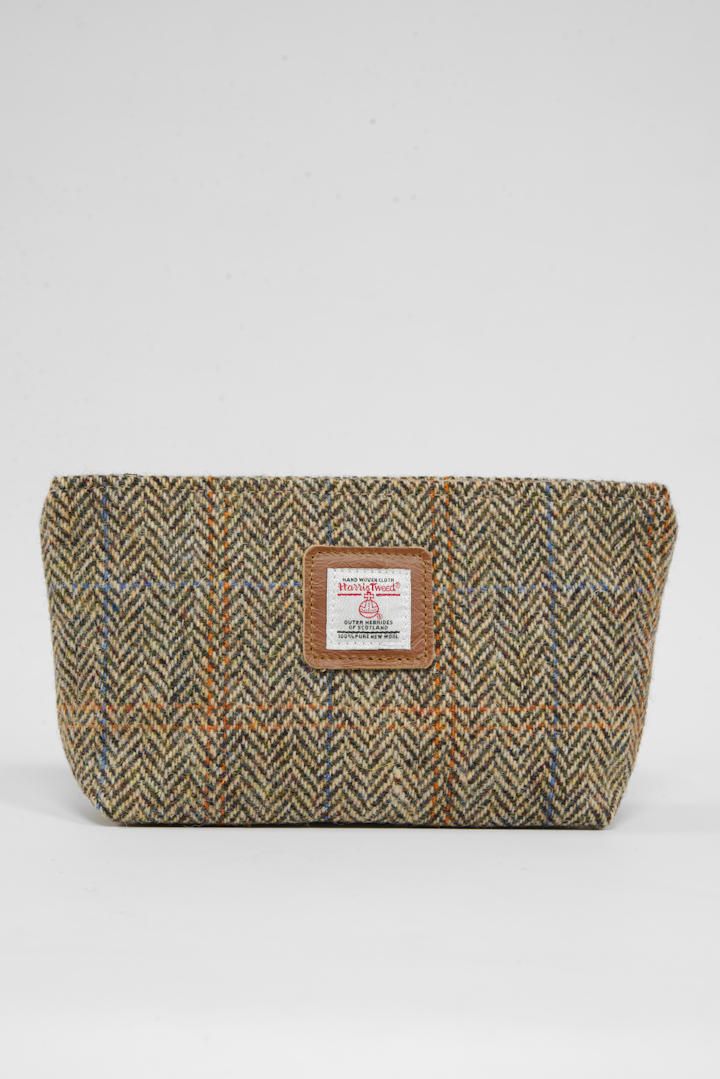 Harris Tweed Cosmetic Bag | HB133 (Tan Leather)
