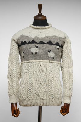 Unisex Aran Crew Neck Jumper | Sheep Scene