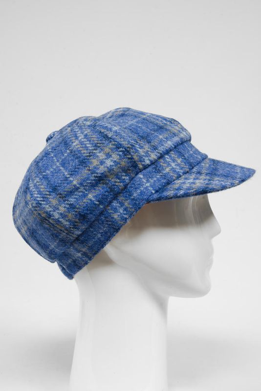 Harris Tweed Baker Boy Hat | Light Blue Check