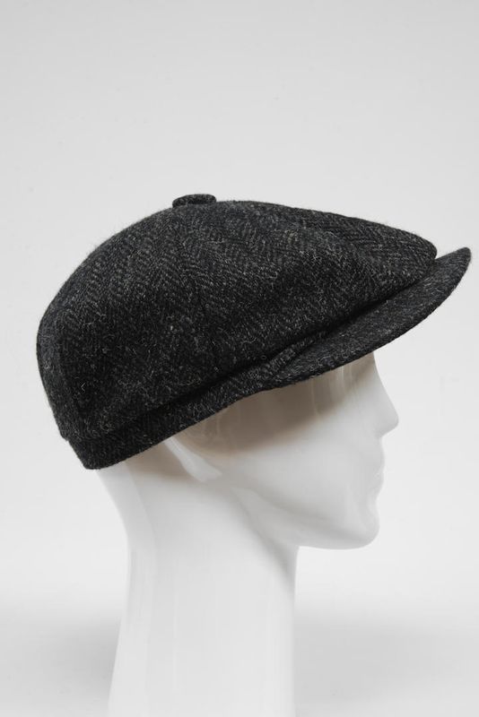 Harris Tweed Scott Newsboy Cap | Dark Charcoal Herringbone (HH)