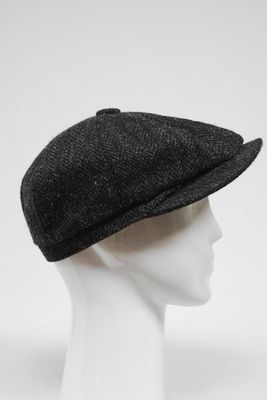 Harris Tweed Scott Newsboy Cap | Dark Charcoal Herringbone (HH)