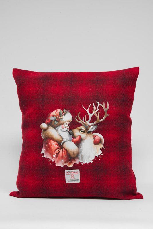 Harris Tweed Handmade Christmas Cushion | Reindeer