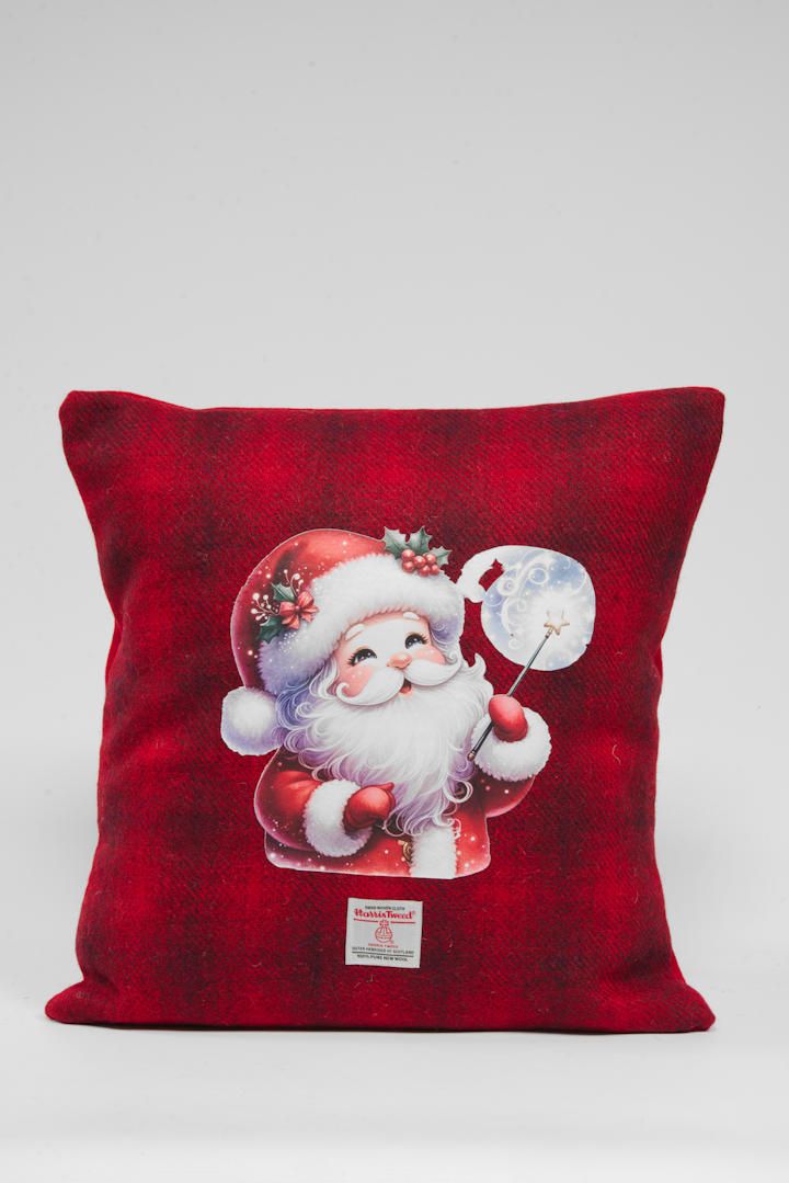 Harris Tweed Handmade Christmas Cushion | Santa