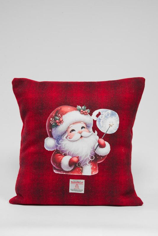 Harris Tweed Handmade Christmas Cushion | Santa