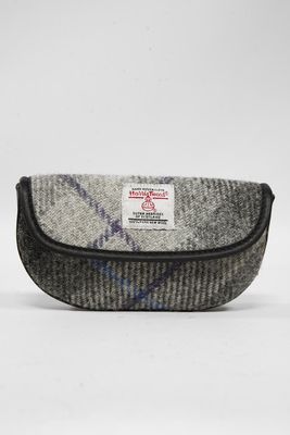 Harris Tweed Spectacle Case Style 2 | A0187(C) (Black Leather)(NL)