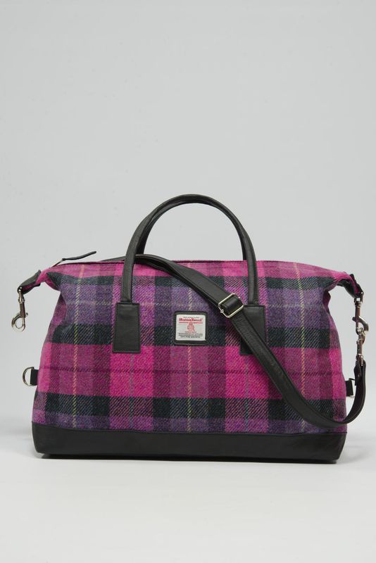 Harris Tweed Luggage Bag | A0257 (Black Leather)