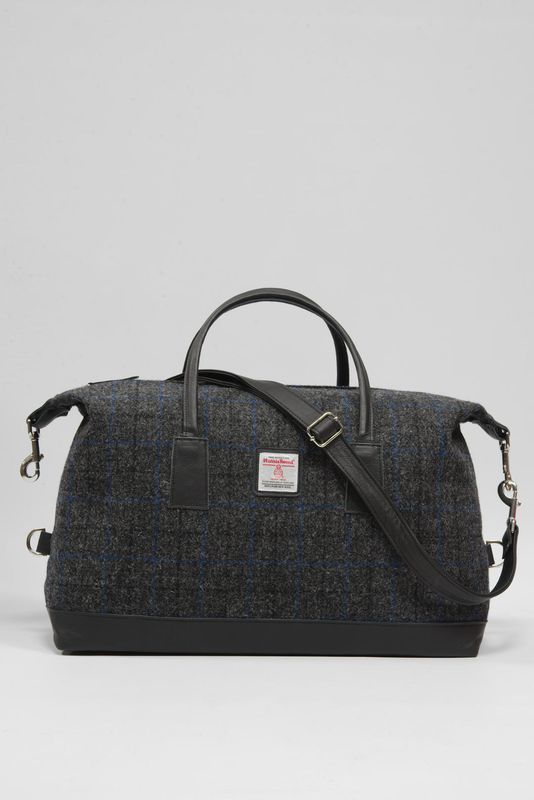 Harris Tweed Luggage Bag | A0255 (Black Leather)