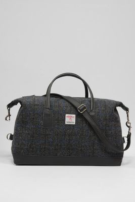 Harris Tweed Luggage Bag | A0255 (Black Leather)
