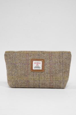 Harris Tweed Cosmetic Bag | HB137 (Tan Leather)
