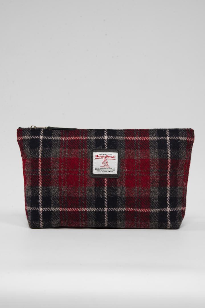 Harris Tweed Toiletries Bag | A0214 Black Leather