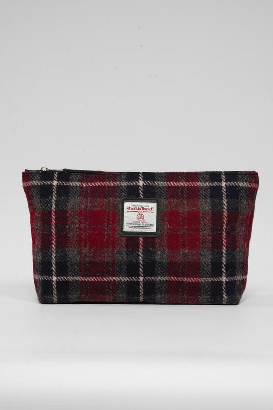 Harris Tweed Toiletries Bag | A0214 Black Leather