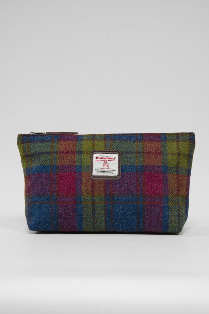 Harris Tweed Toiletries Bag | A0195 Brown Leather