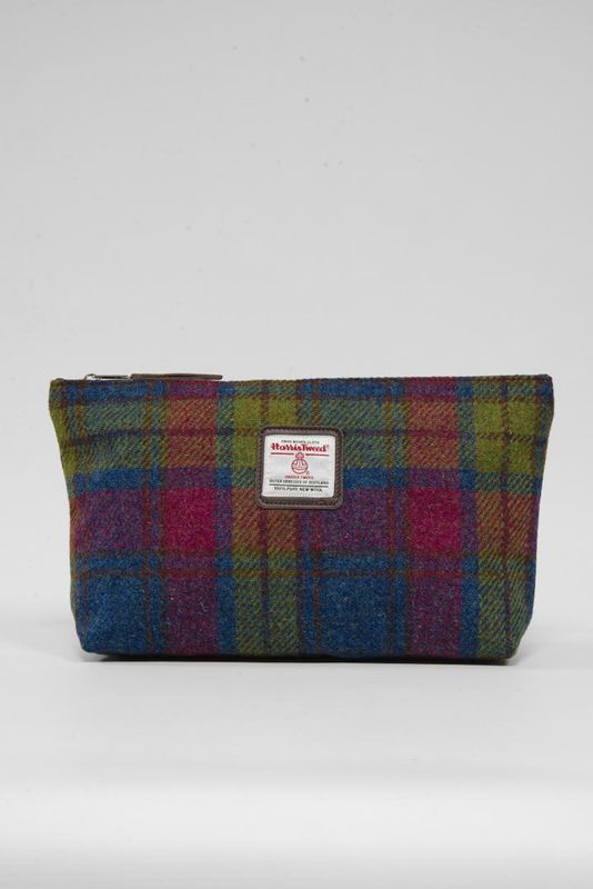 Harris Tweed Toiletries Bag | A0195 Brown Leather