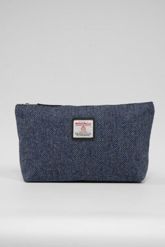 Harris Tweed Toiletries Bag | HB81 Black Leather
