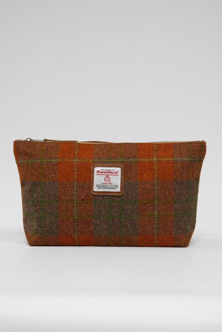 Harris Tweed Toiletries Bag | A0124 Tan Leather