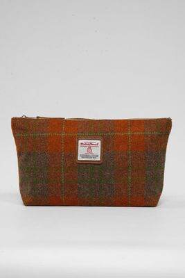 Harris Tweed Toiletries Bag | A0124 Tan Leather