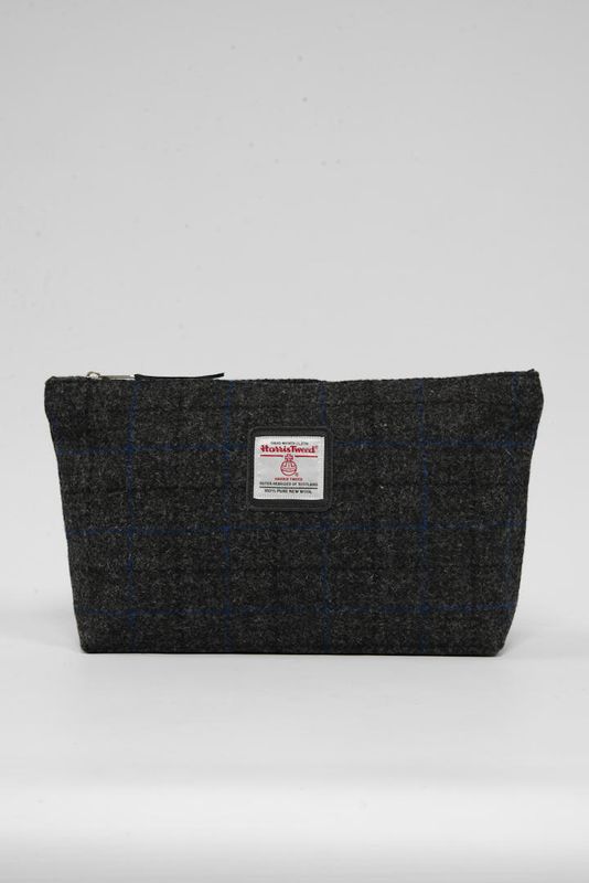 Harris Tweed Toiletries Bag | A0255 Black Leather