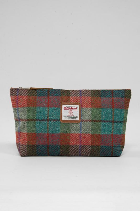 Harris Tweed Toiletries Bag | A0112 Tan Leather