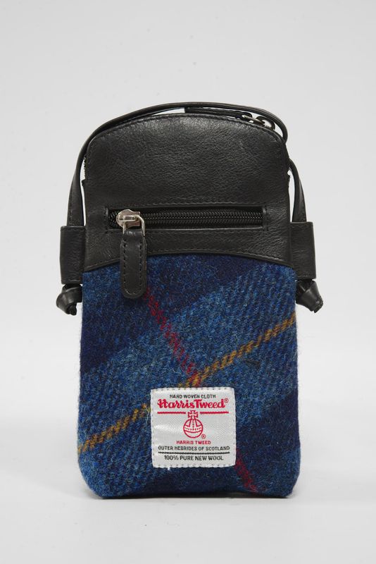 Harris Tweed Barvas Bag | A075 (Black Leather)