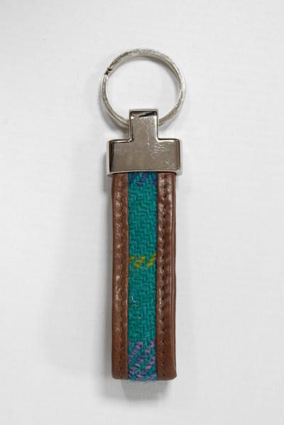 Harris Tweed Loop Keyring | A085 Brown Leather