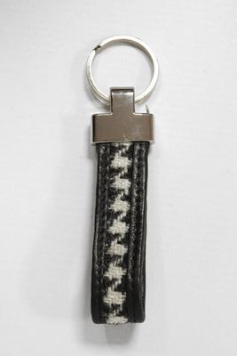 Harris Tweed Loop Keyring | HO63 Black Leather