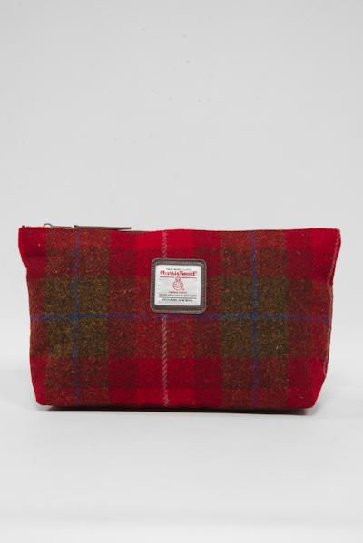 Harris Tweed Toiletries Bag | A001 Brown Leather