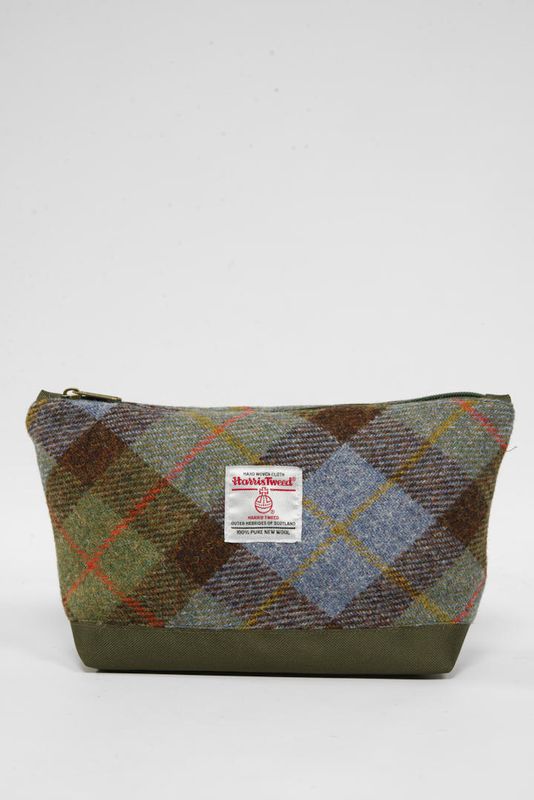 Harris Tweed Washbag | A017 (C) (Khaki)