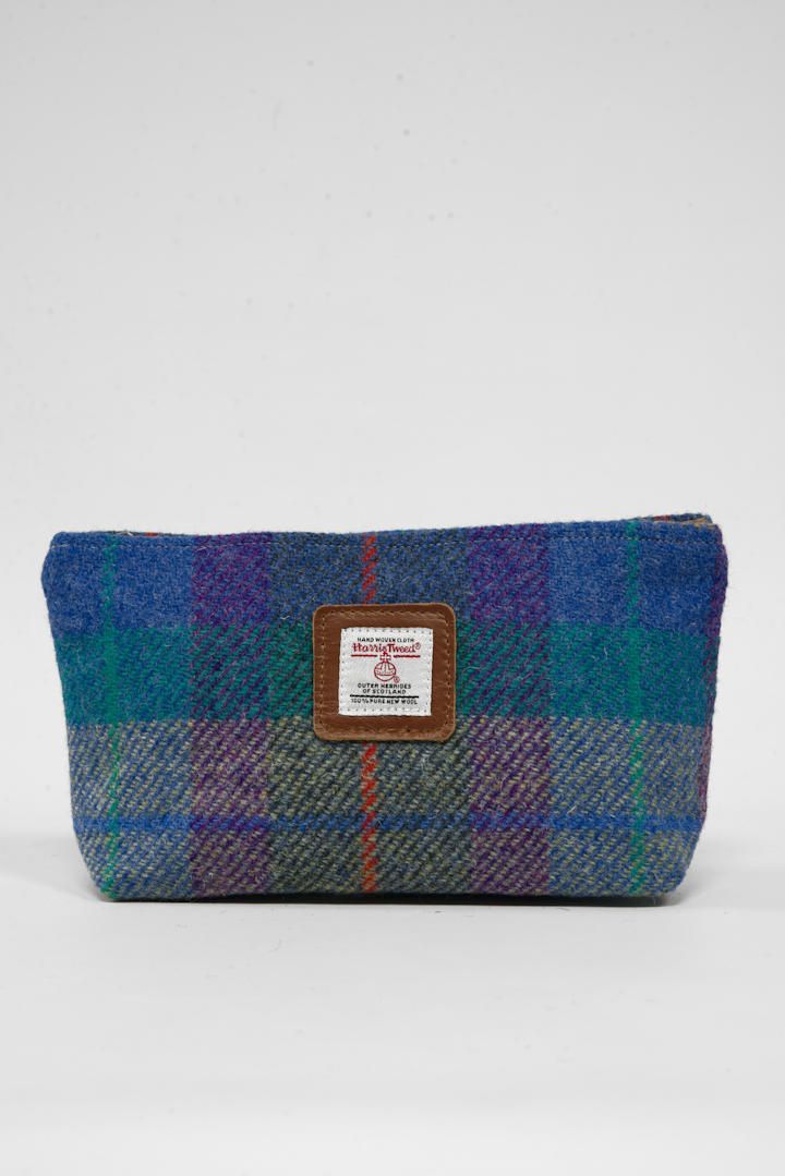 Harris Tweed Cosmetic Bag | A085 (Tan Leather)