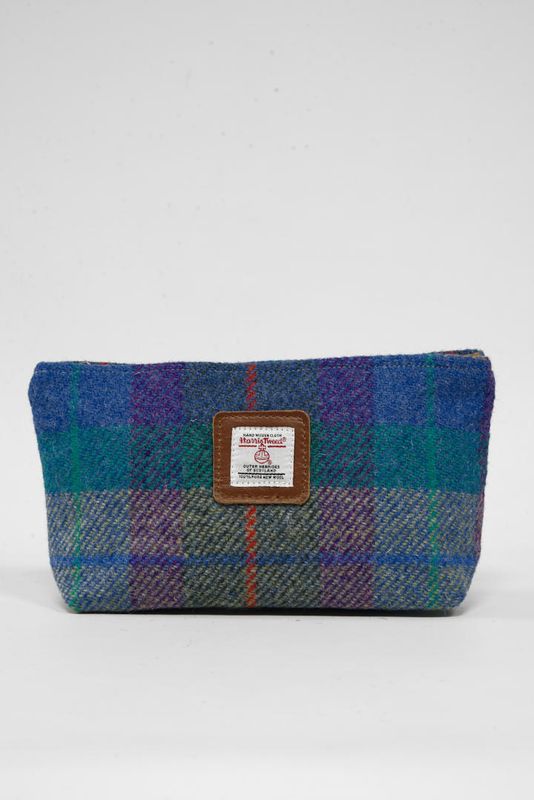 Harris Tweed Cosmetic Bag | A085 (Tan Leather)