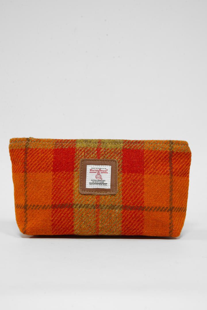 Harris Tweed Cosmetic Bag | A0196 (Tan Leather)