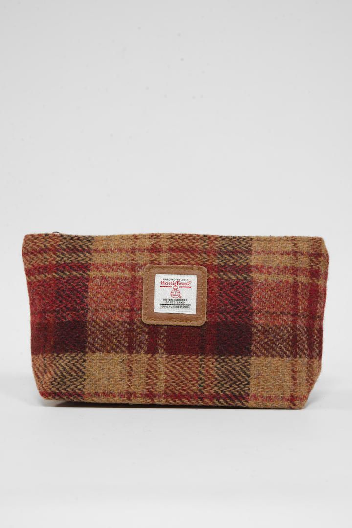 Harris Tweed Cosmetic Bag | A0238 (Tan Leather)