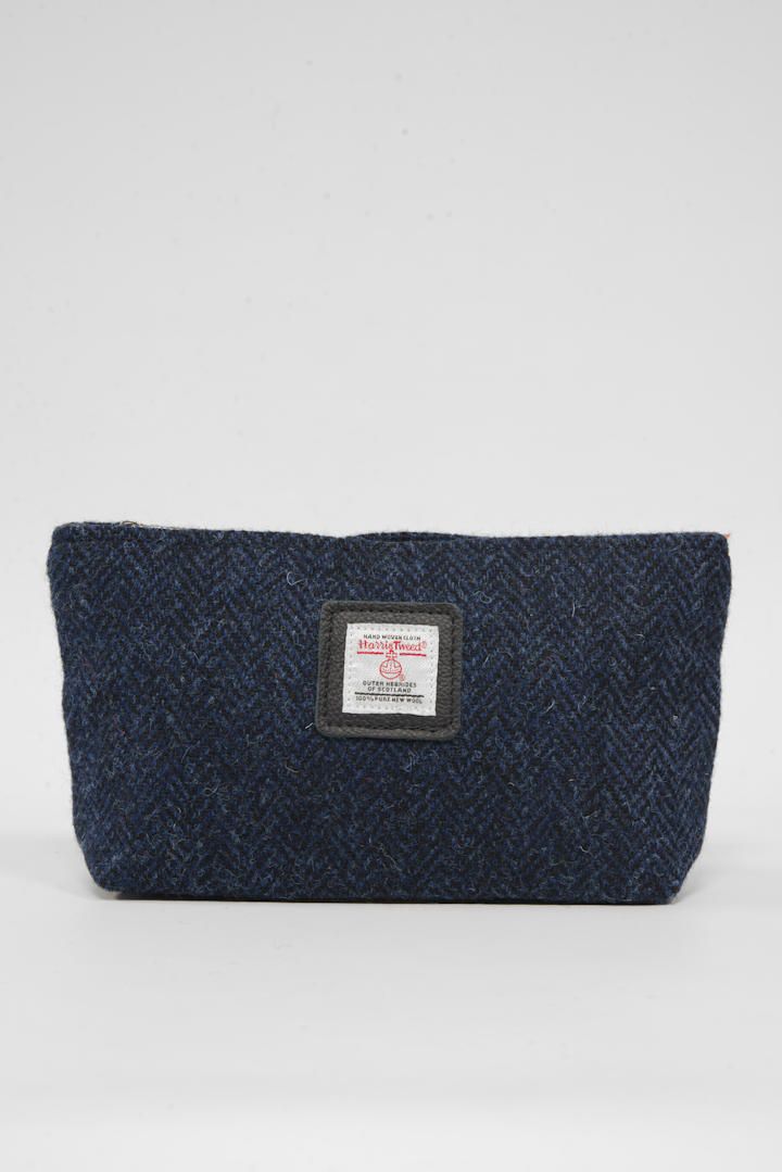 Harris Tweed Cosmetic Bag | HB104 (Black Leather)