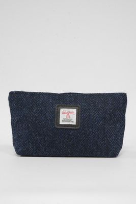 Harris Tweed Cosmetic Bag | HB104 (Black Leather)