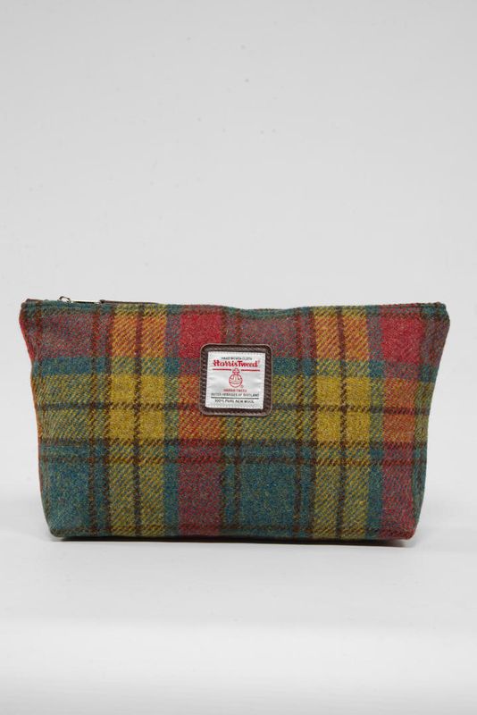 Harris Tweed Toiletries Bag | A0194 (Brown Leather)