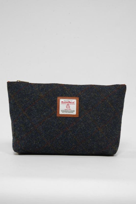 Harris Tweed Toiletries Bag | A0239 (C) (Tan Leather)