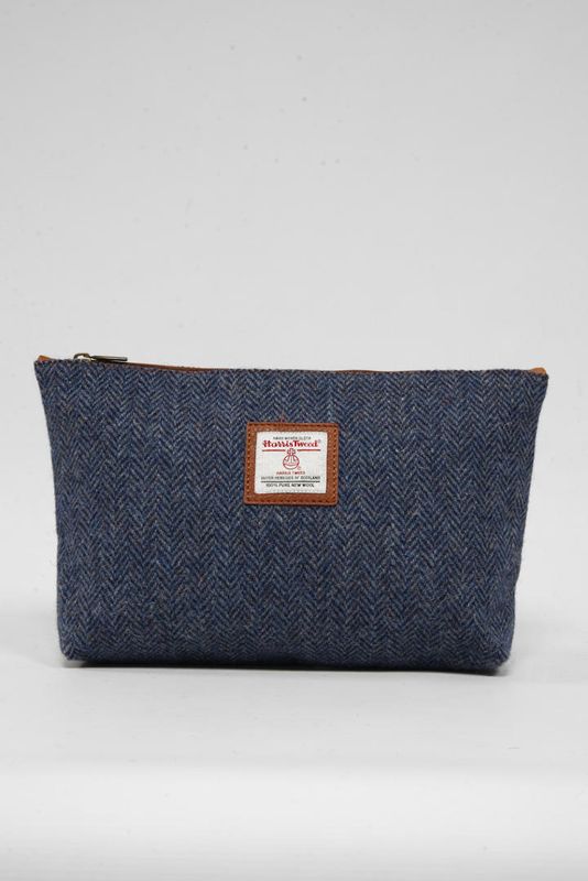 Harris Tweed Toiletries Bag | HB81 (Tan Leather)