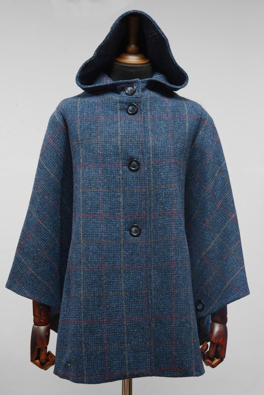 Harris Tweed Ladies Hooded Cape | Ocean