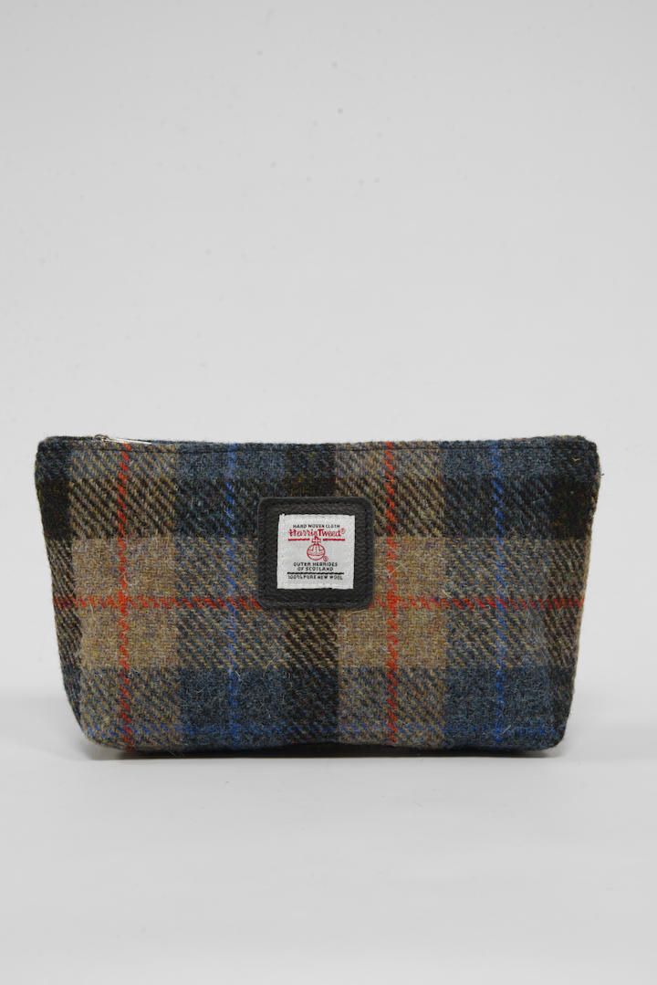 Harris Tweed Cosmetic Bag | A0162 (Black Leather)