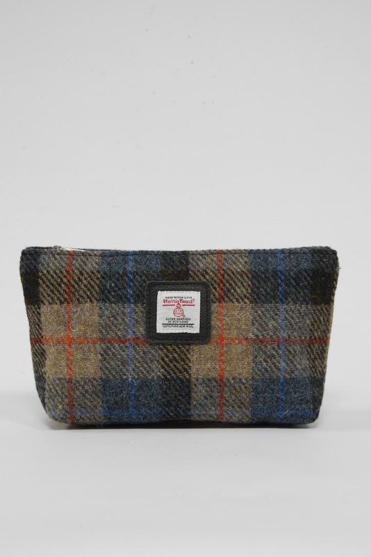 Harris Tweed Cosmetic Bag | A0162 (Black Leather)