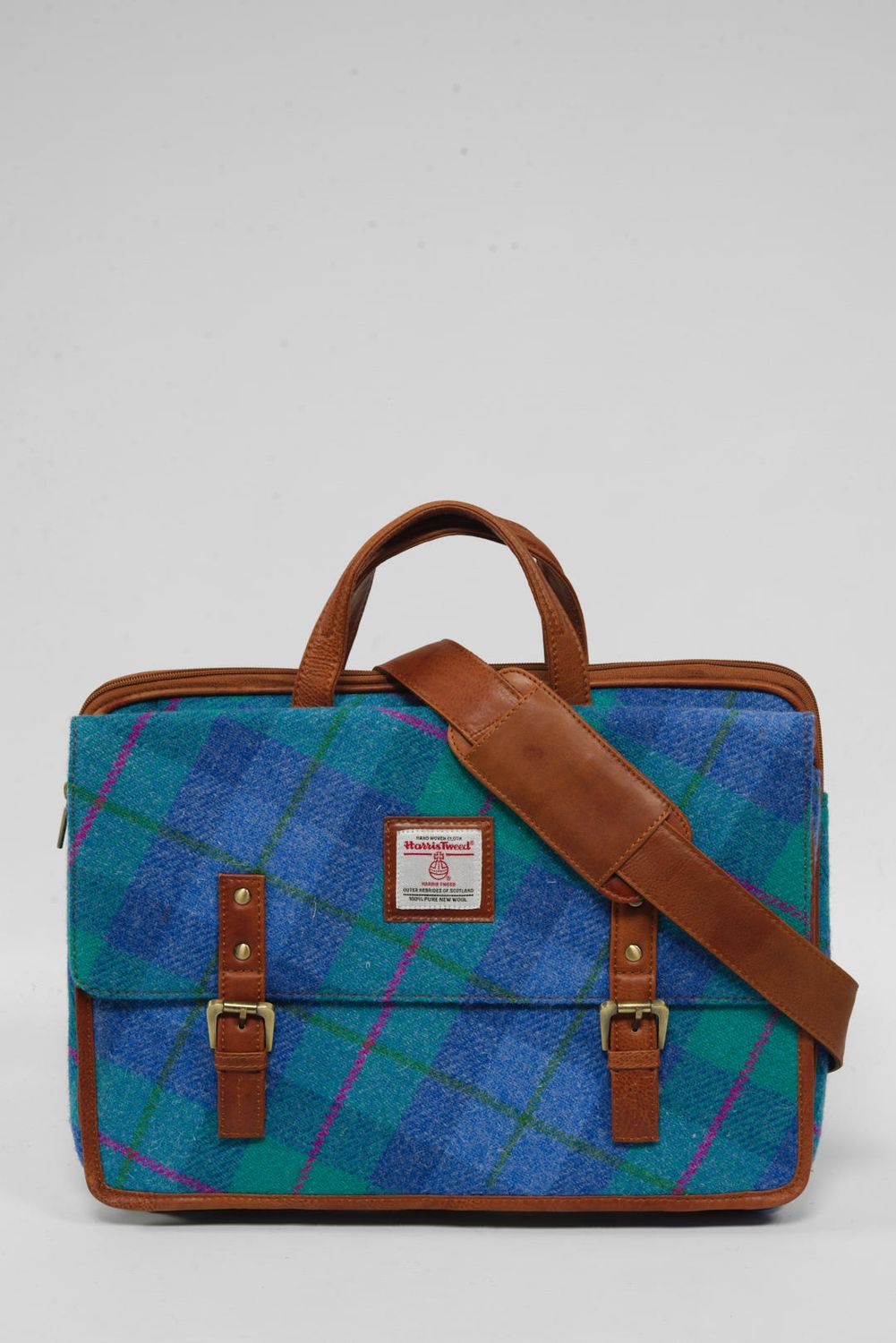 Harris Tweed Laptop Bag | A0122 (C) Tan Leather (NL)